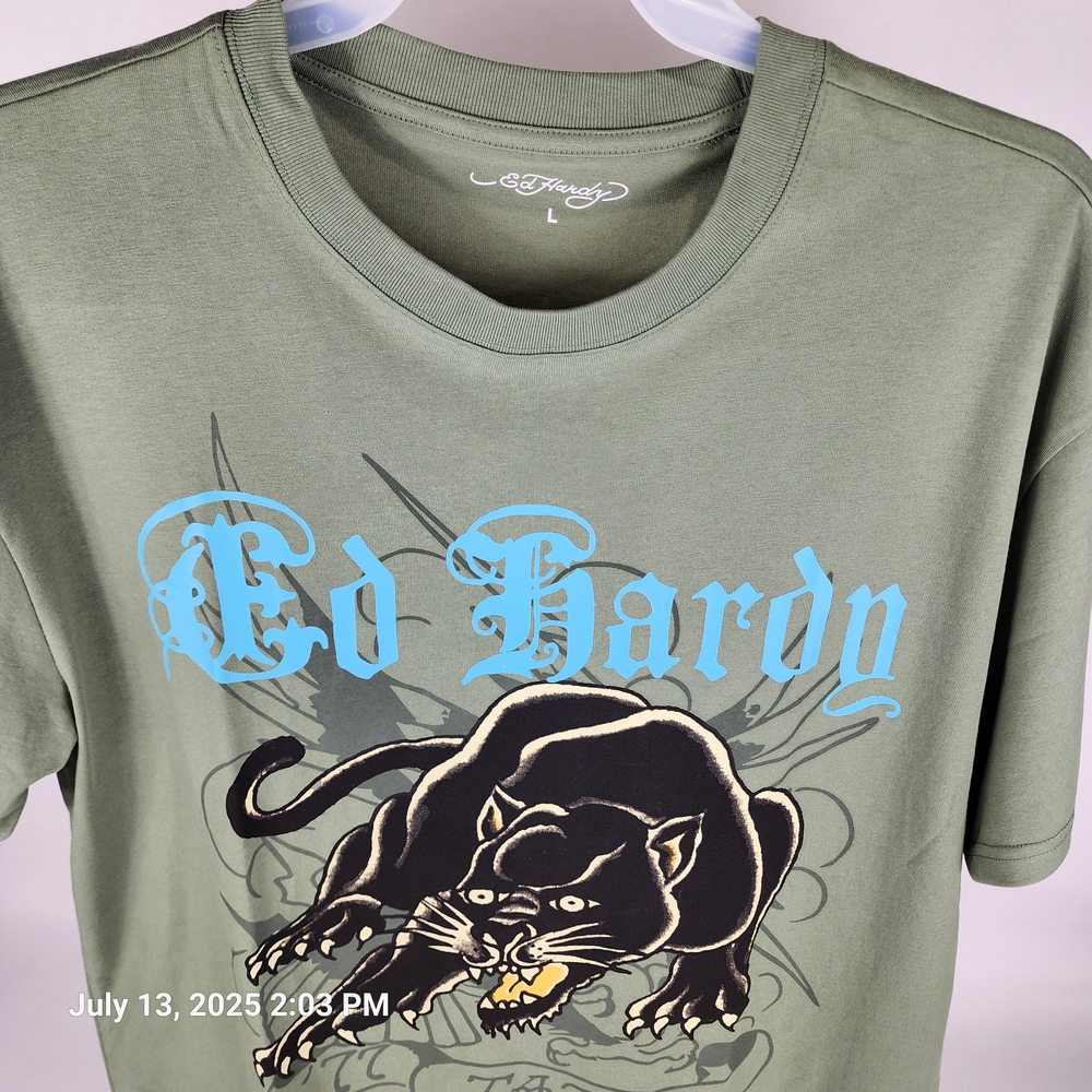 Ed Hardy Graphic T-Shirt in Olive Green